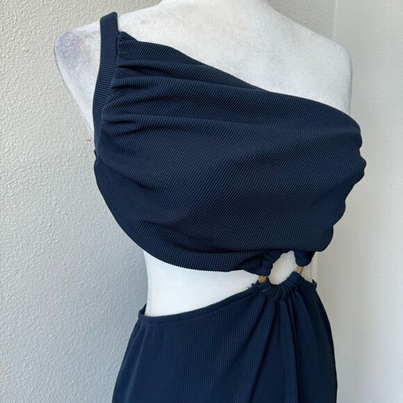 Anrabess Blue Halter Strappy Dress Circle Front Cutout SZ M - Picture 4 of 15